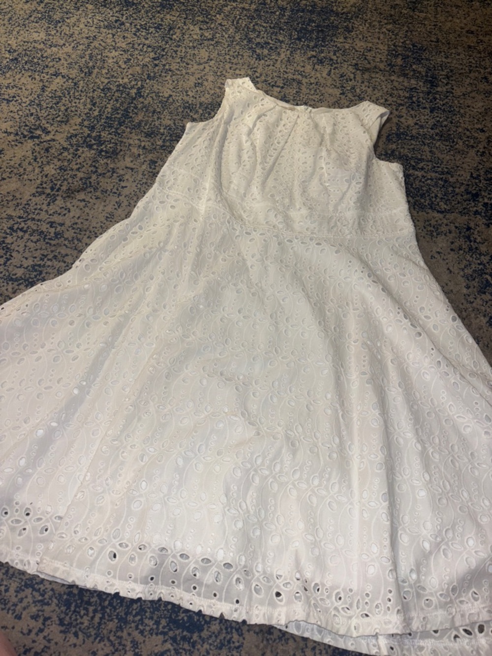 White Eyelet A-Line Sleeveless Dress
